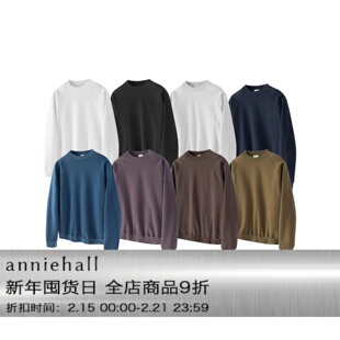 Anniehall25fw raglan crewneck加绒基础保暖复古插肩袖圆领卫衣