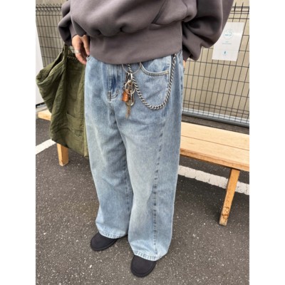 三拼baggy宽松重磅水洗牛仔裤