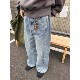 Anniehall25fw 90s重水洗做旧三拼baggy宽松重磅水洗牛仔裤