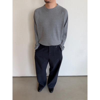 复古大华夫格插肩袖短款长袖T