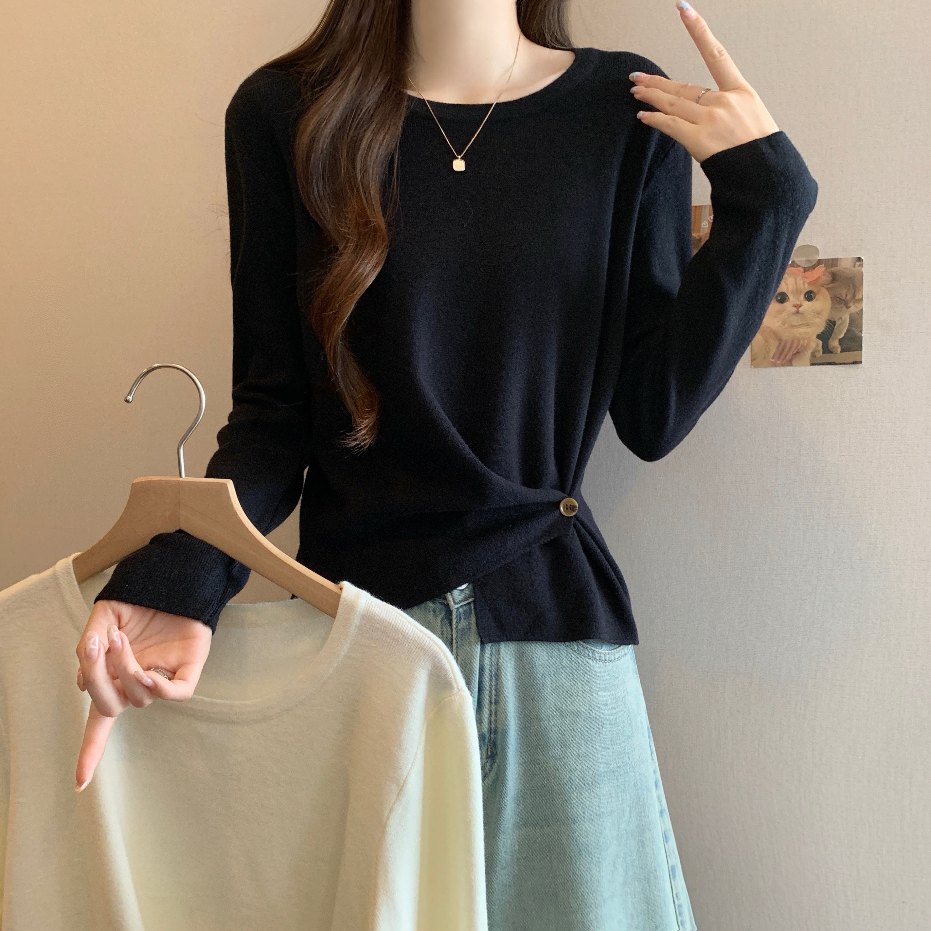 哺乳衣秋季上衣喂奶针织T恤