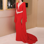 年会晚礼服2024新款 宴会气场女王妈妈团体演出服红毯走秀连衣裙长