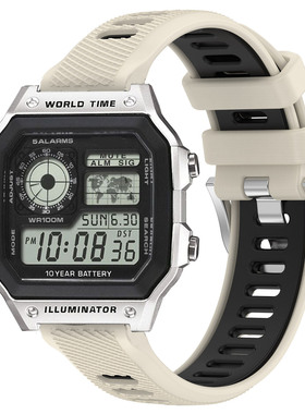 适用卡西欧ae1300小方块W-218手表表带AQ-150W硅胶双色18mm腕带