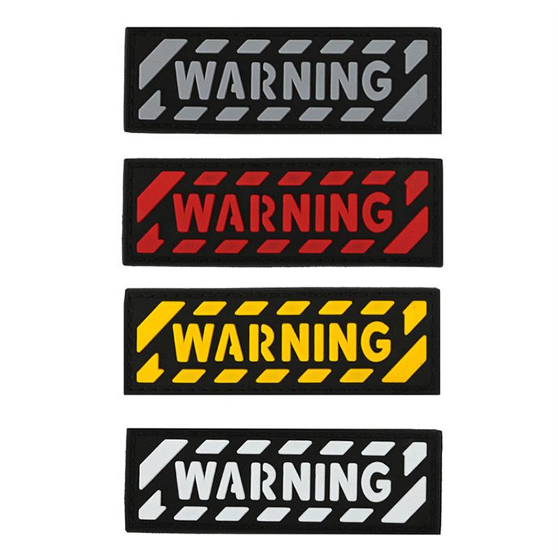 PVC战术反光警告WARNING个性士气徽章胜利斑马线夜光魔术贴包贴章