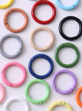 25mm烤漆弹簧扣彩色金属弹簧扣烤漆开口圈小号diy圆形钥匙扣配件