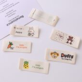 纯棉卡通图案织唛布艺标签手工织标发夹发绳发圈handmade布标辅料