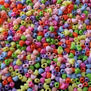 亚克力烤漆爱心四通穿孔桃心散珠串珠手机链条手链diy饰品配件