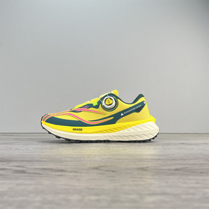 外贸好货秋季旋转纽扣双层爆米花全掌碳板透气回弹减震运动跑步鞋