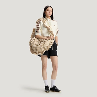 阿迪达斯三叶草女子26年夏款荷叶边格子收纳单肩包斜挎包 KX6986