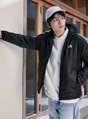 Adidas/阿迪达斯男子25年冬款运动连帽保暖棉服外套KF6755 KF6756