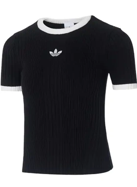 阿迪达斯三叶草2026年新款女子运动休闲修身针织短袖 KS6110