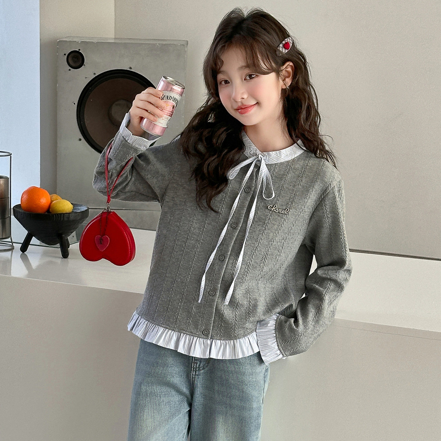 女童春季甜美女大童学院风打底衫超好看韩系洋气2026新款儿童衣服