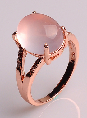 寻她女天然粉晶芙蓉石原创戒指