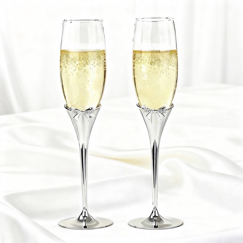 欧式结婚礼物送闺蜜红酒酒杯合金镀银镶钻创意高脚香槟杯2个包邮