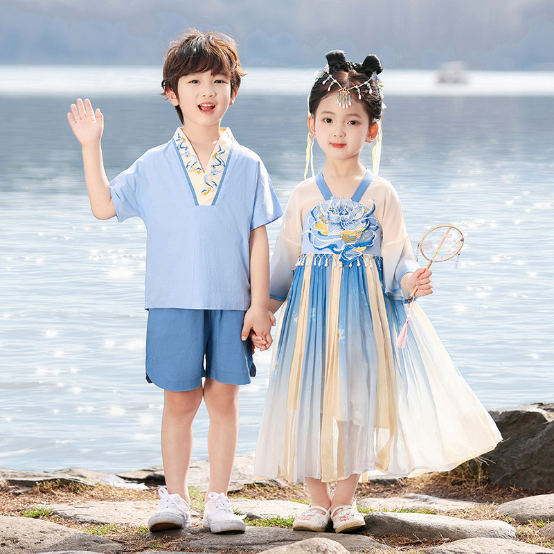 小学生校服园服演出服夏季套装中国风古风六一儿童表演服汉服古装