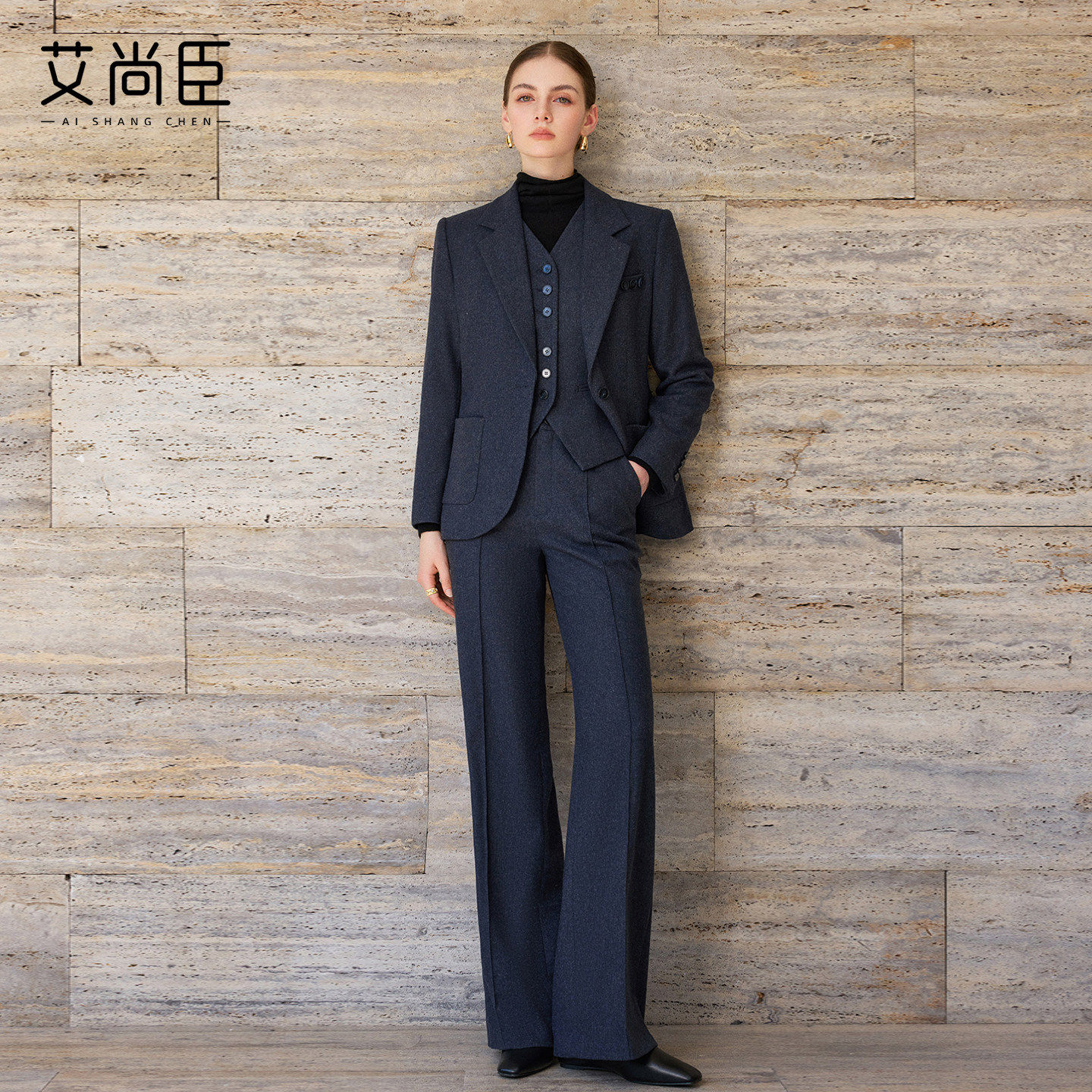 艾尚臣羊毛西装套装女秋冬大方得体穿搭三件套职业装商务通勤职场