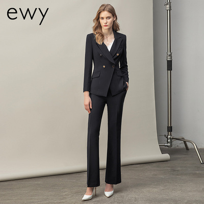 ewy黑色职业西装套装女职场正式服装气质女神范通勤正装高端西服