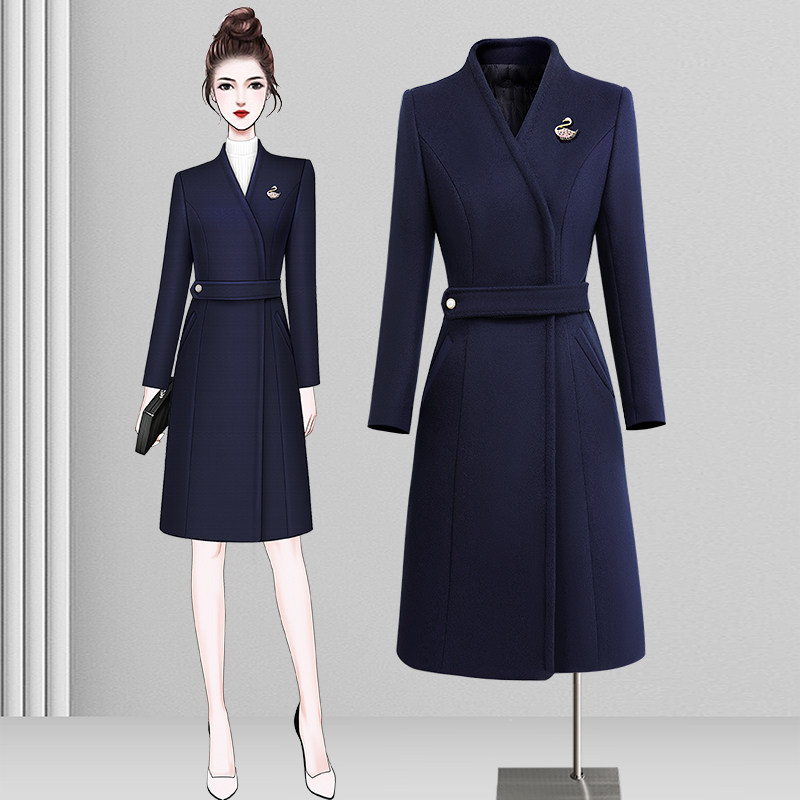 美容师职业羊毛大衣女春秋季酒店经理工作服高端美业培训讲师工装