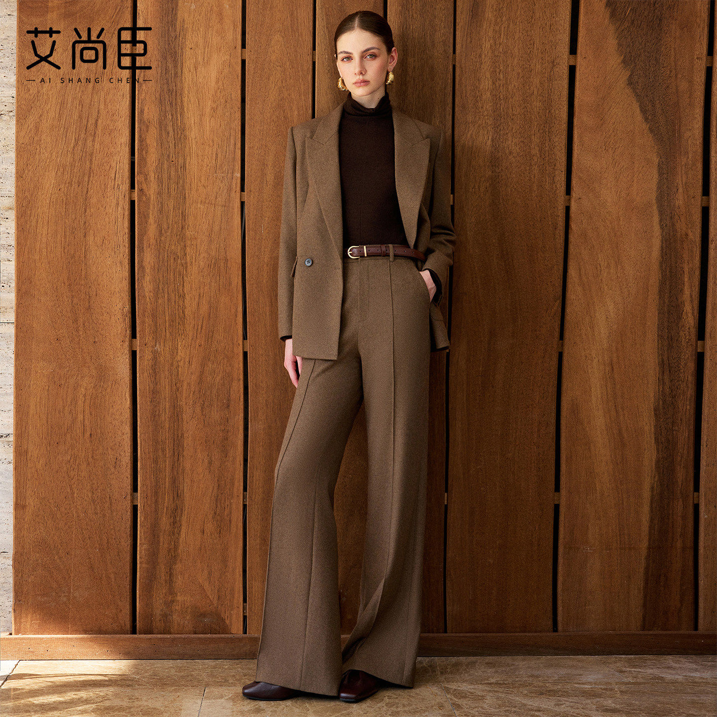艾尚臣老钱风西装套装女秋冬季高级感通勤职业装气质阔腿裤两件套