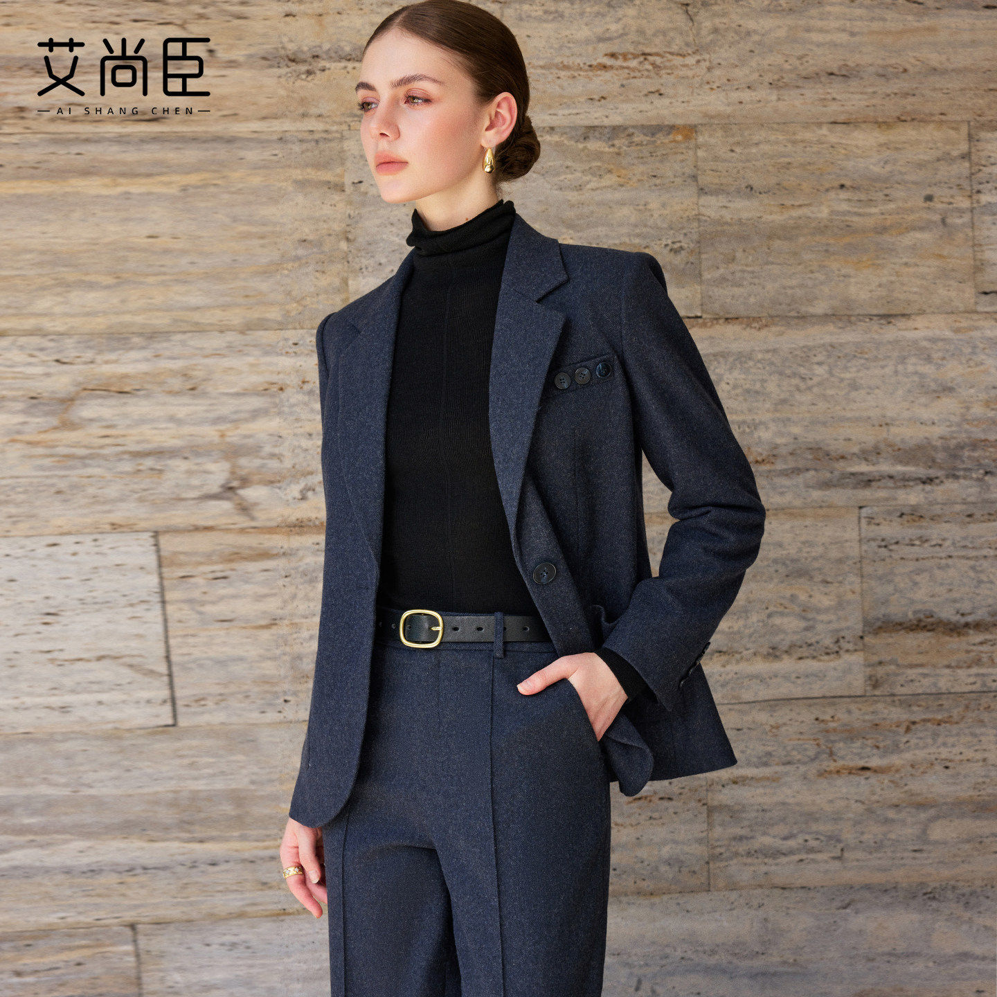 艾尚臣西装外套2026新款女正装羊毛西服职业装通勤不费力职场穿搭