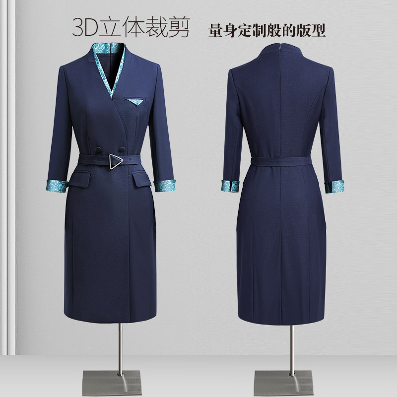 职业连衣裙女春秋新款修身气质名媛职场上班工装酒店珠宝店工作服