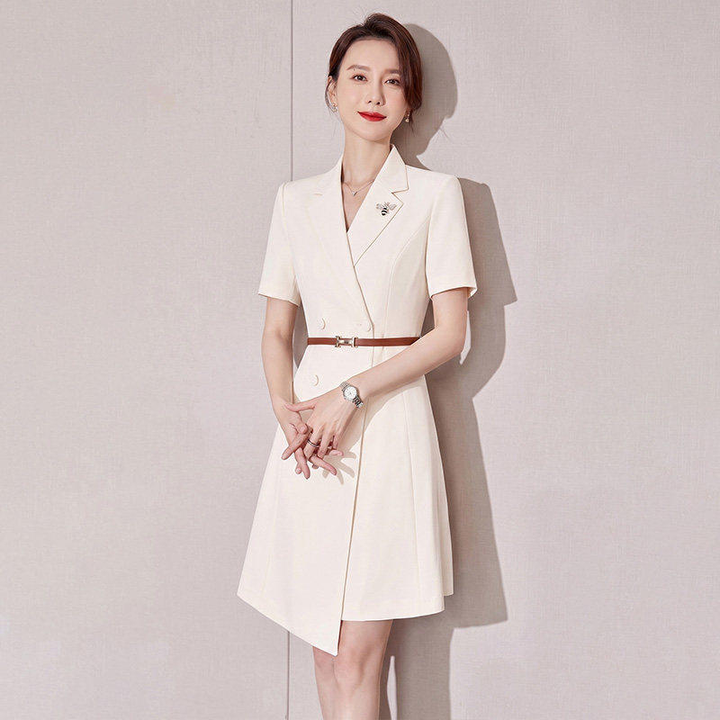 高端职业女不规则西服连衣裙时尚女神范销售经理店长面试连衣裙
