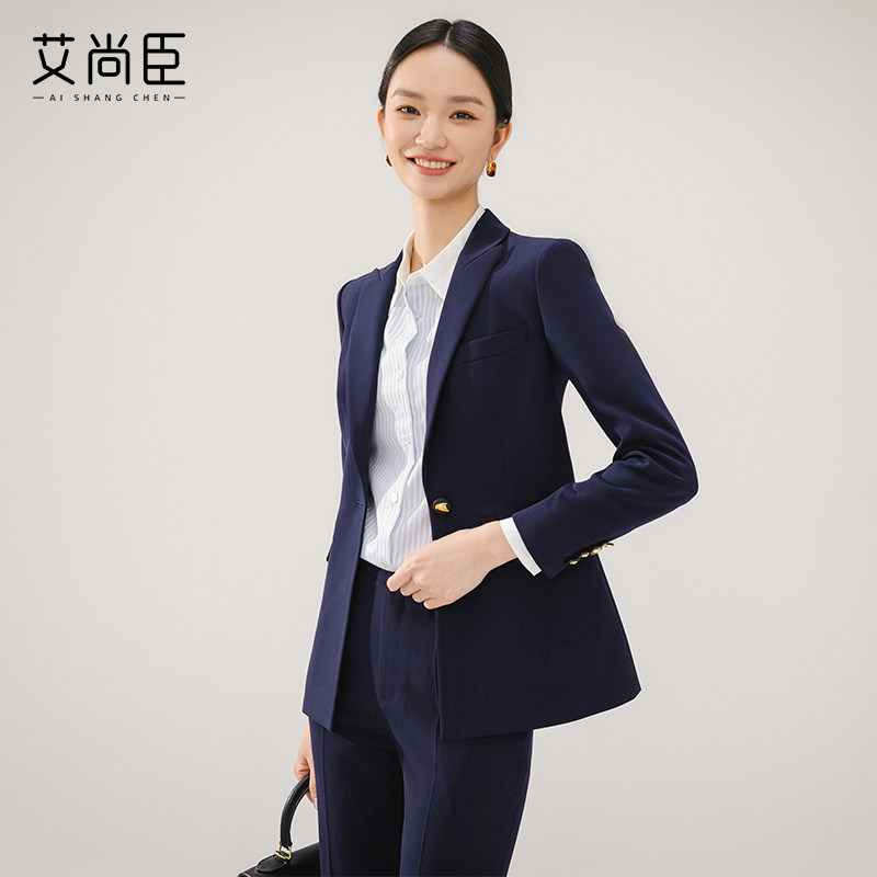 藏青色西装套装女春季2025年新款高级感职业气质正装西服外套工装