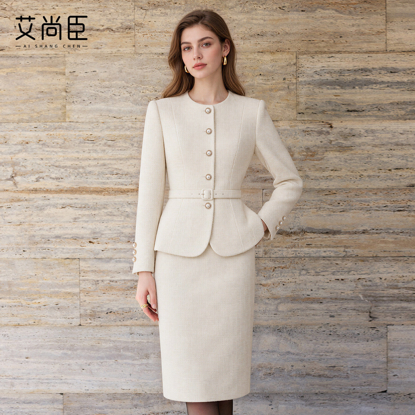 艾尚臣轻熟优雅风西装套裙女职业装高级感气质收腰两件套时尚套装