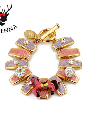 Mipenna米柏娜潮人卡通甜美淑女粉色系马儿金属手链女饰品礼物