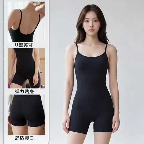 高级感连体瑜伽服无袖露背连体衣户外运动风瑜伽服带胸垫健身服女