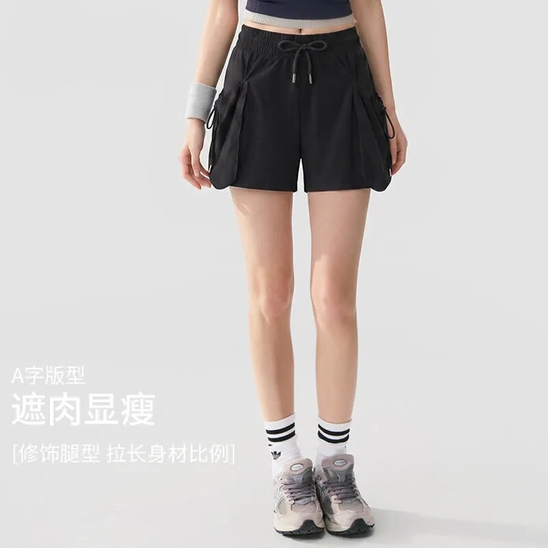运动短裤女2026夏季新款运动普拉提跑步健身大口袋防走光三分裤女