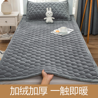 2024新款牛奶绒床单90x200加厚单人住校专用灰色学生宿舍床垫190