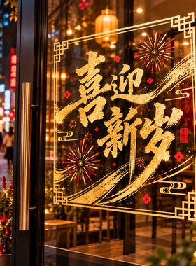 2027新年喜迎新岁烟花玻璃贴