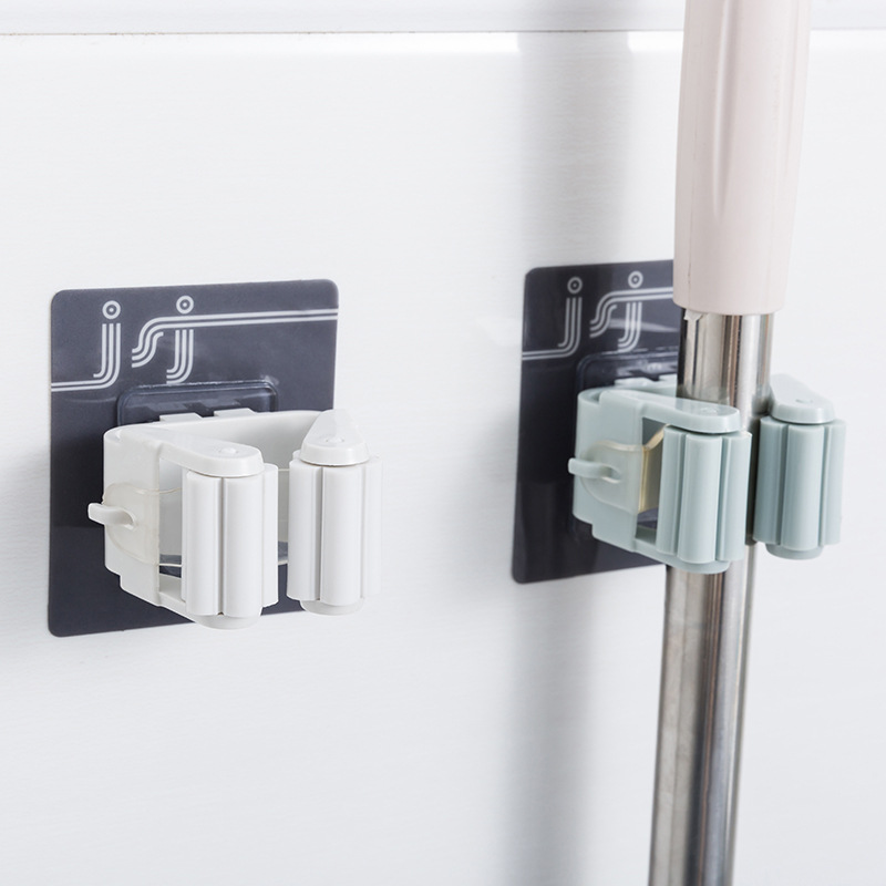 无痕拖把挂架 卫生间免打孔拖把架子 拖把夹 浴室夹挂架