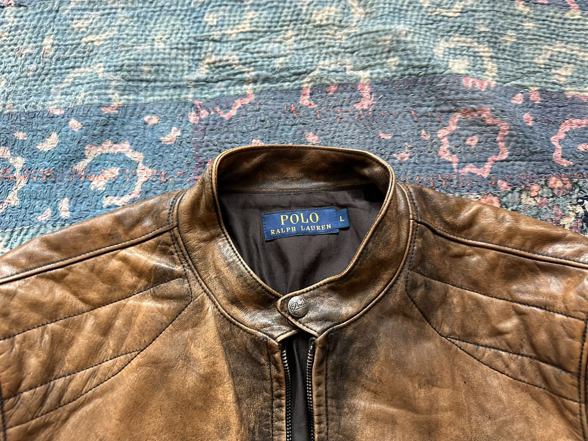 Polo Ralph Lauren Distressed Leather Moto Jacket — back