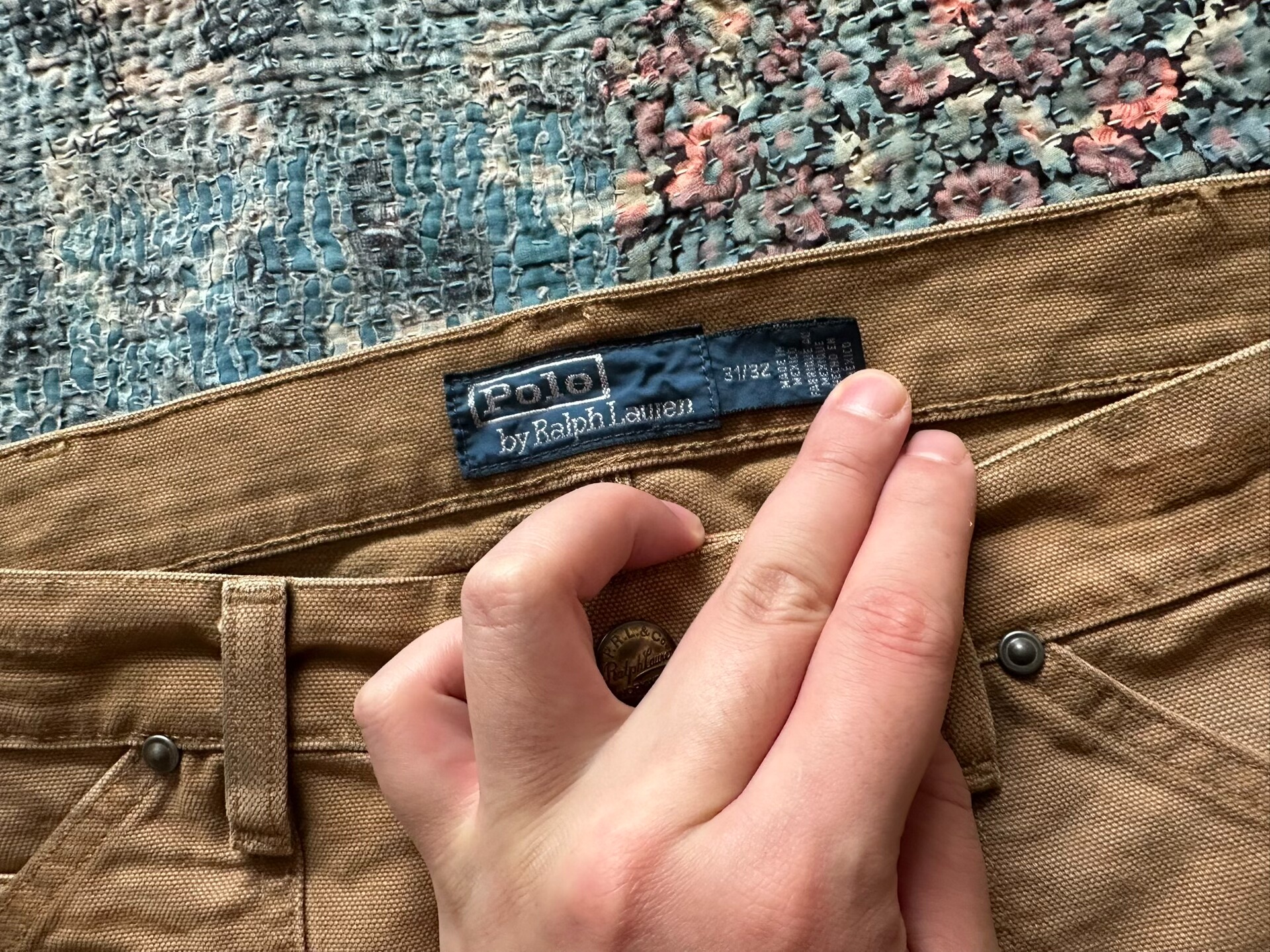 Ralph Lauren RRL Distressed Washed Casual Pants — detail