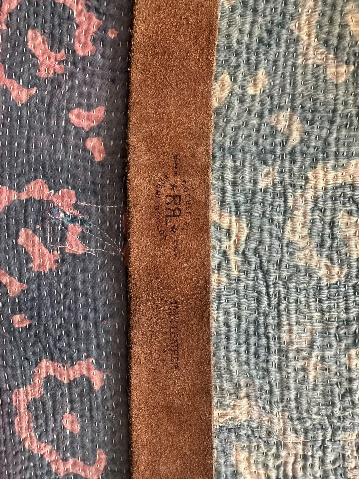 RRL Italian Brown Leather Double Ring Belt — back