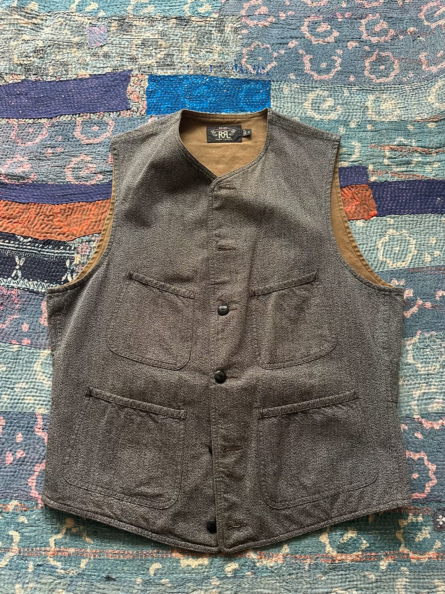RRL Four-Pocket Dark Gray-Brown Vest