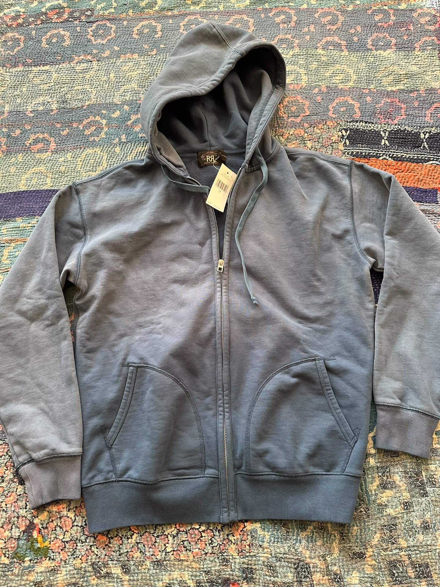 RRL Gray Full-Zip Hoodie New