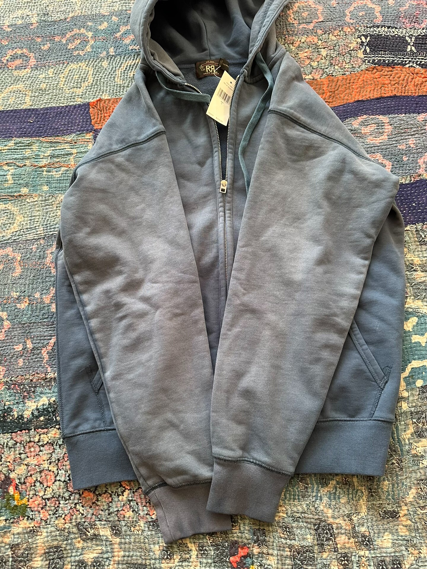 RRL Gray Full-Zip Hoodie New — back
