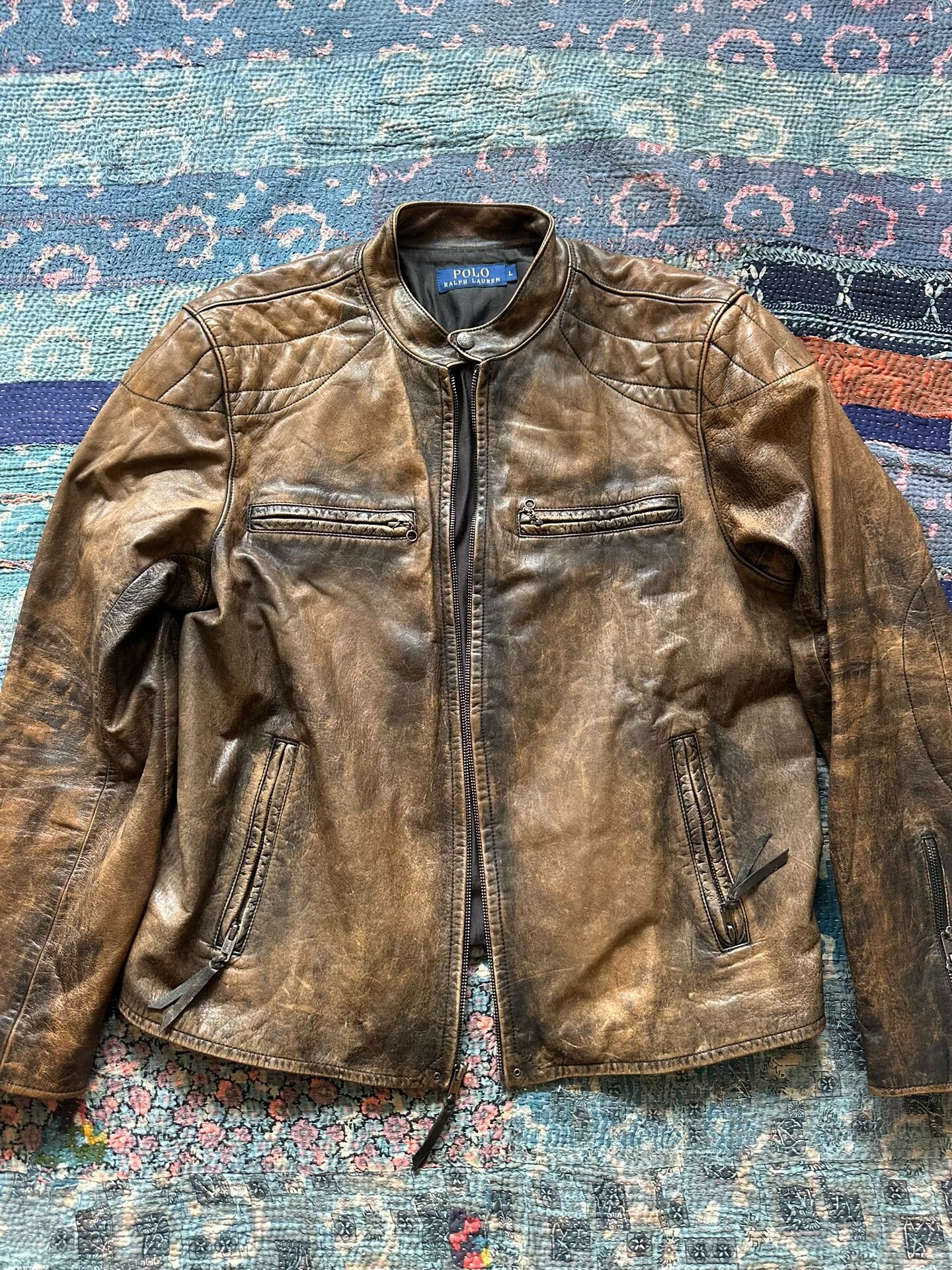 Polo Ralph Lauren Distressed Leather Moto Jacket