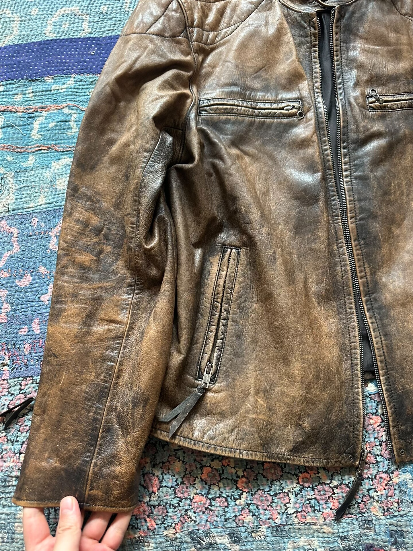 Polo Ralph Lauren Distressed Leather Moto Jacket — label