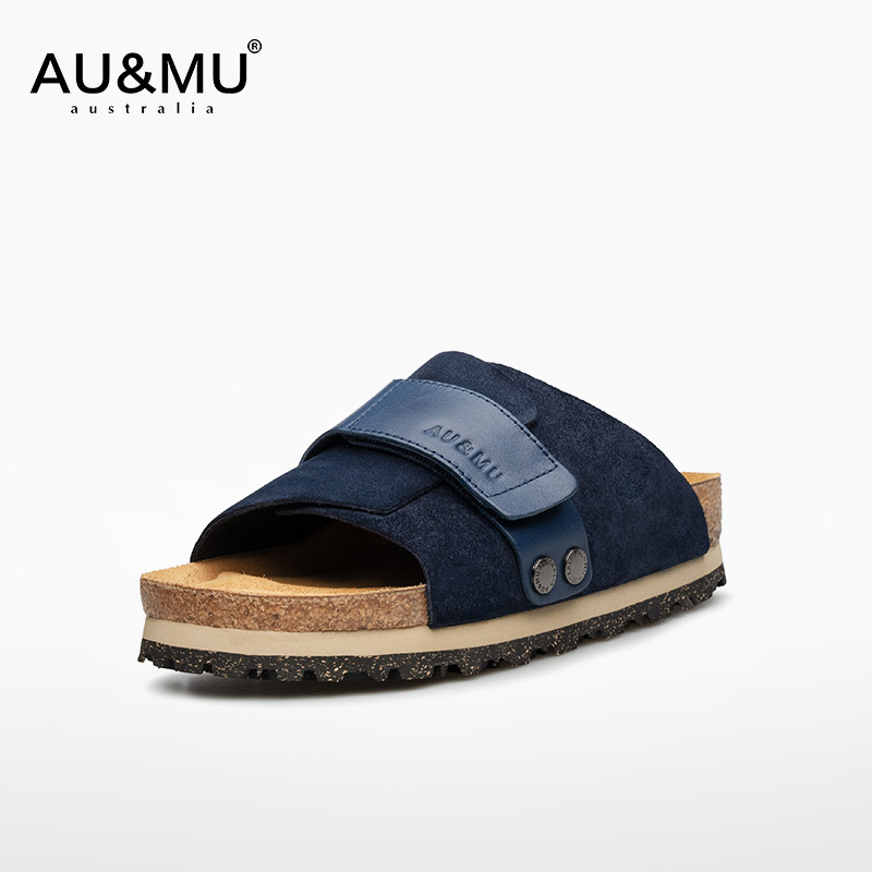 AUMU2025春夏一字拖软木底博肯鞋