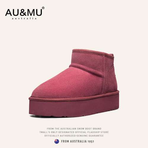 AUMU冬季厚底增高安可拉红雪地靴