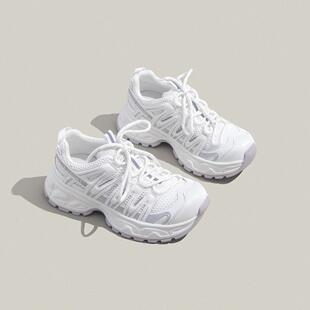 周周推荐~真皮网面透气增高老爹鞋女2026春夏新款休闲运动潮鞋