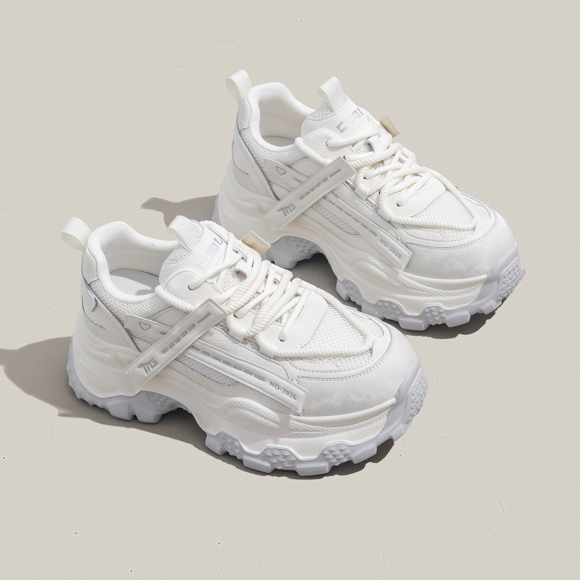 周周推荐~2026春季新款网面厚底老爹鞋女增高运动休闲系带松糕鞋,女鞋,老爹鞋,淘宝优惠券,粉丝福利购,淘宝优惠卷