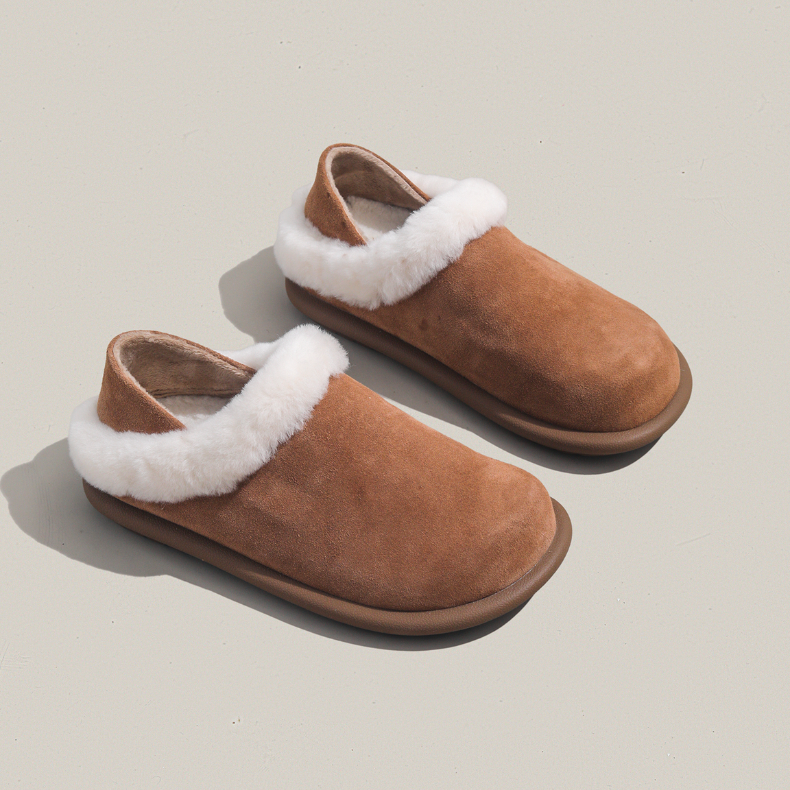 周周推荐~2025冬季新款加绒平底勃肯鞋女全包软底加厚踩脚棉鞋子