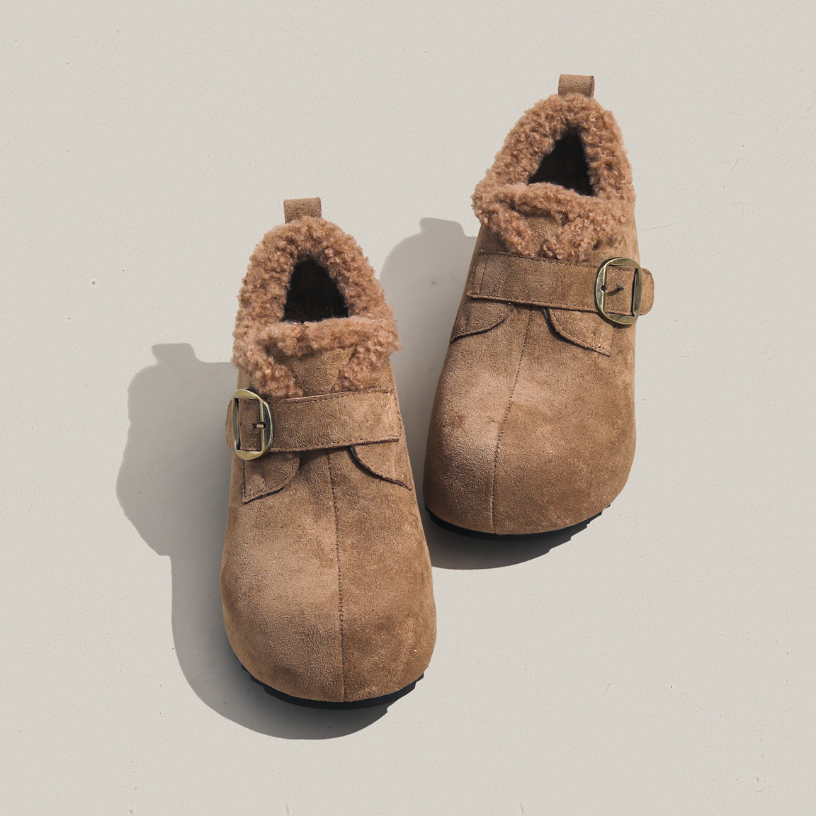 周周推荐~羊羔毛勃肯鞋女2025冬季百搭小个子增高保暖休闲棉鞋