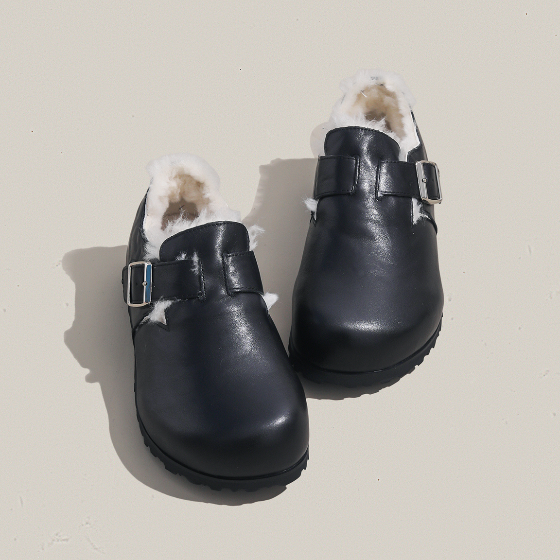 周周推荐~加绒牛皮勃肯鞋女2025新款厚底懒人一脚蹬外穿毛毛鞋子