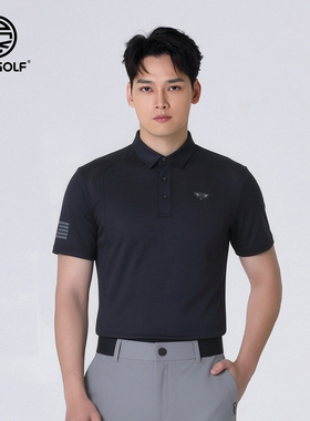 DEXGOLF韩国高尔夫服装男士夏季经典透气翻领Polo短袖日常商务衫